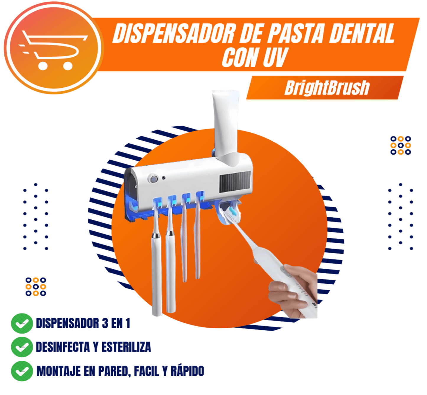 Dispensador de pasta dental Con UV BrightBrush™